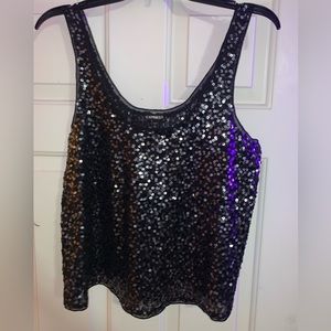 Express black sequin tank top